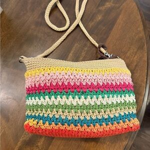 The Sak Tan and Red Crossbody Bag